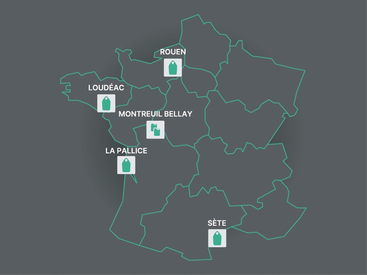 Minimalist stylized map of France